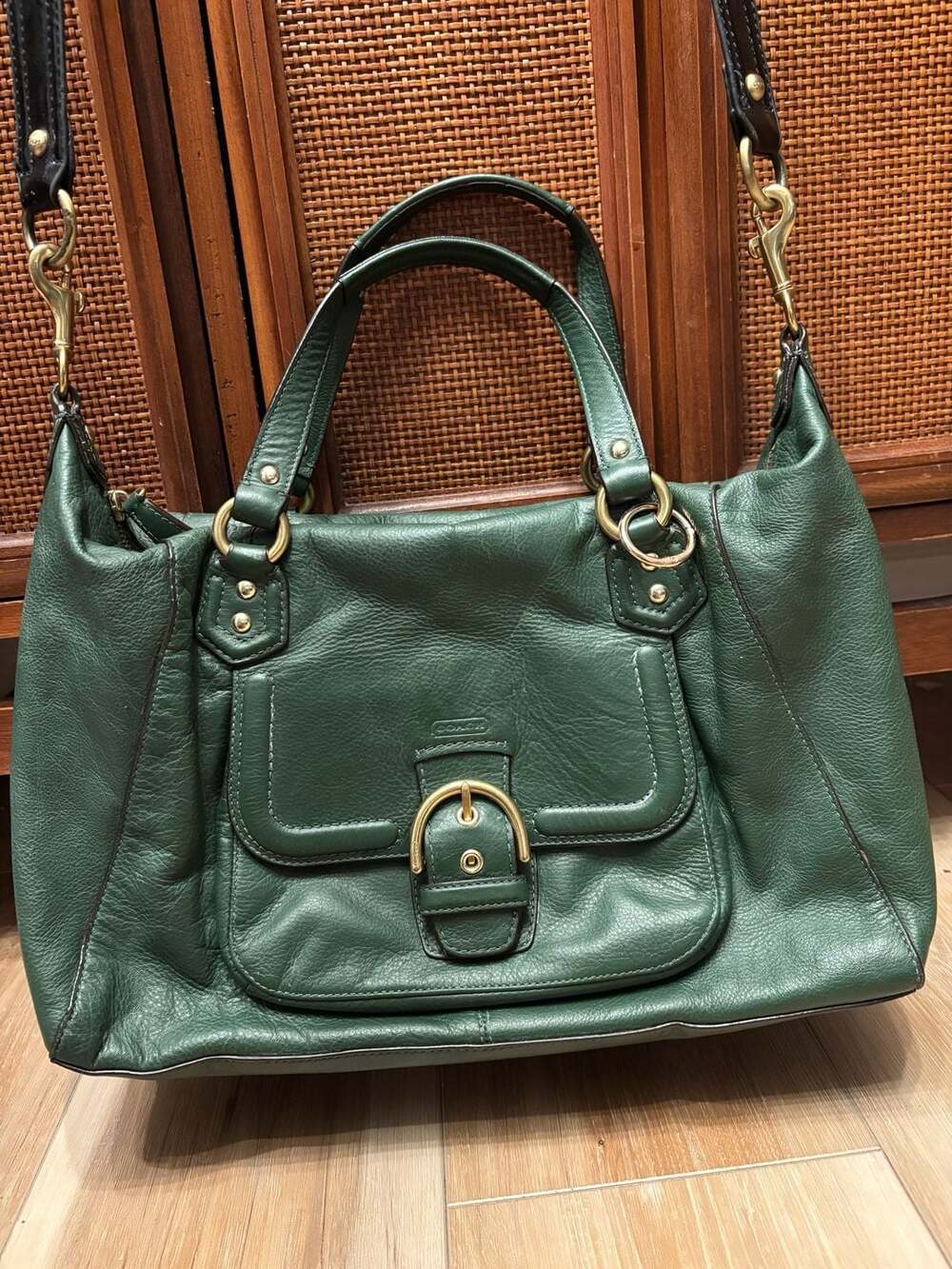 Coach Campbell Carryall Leather Shoulder Bag Green